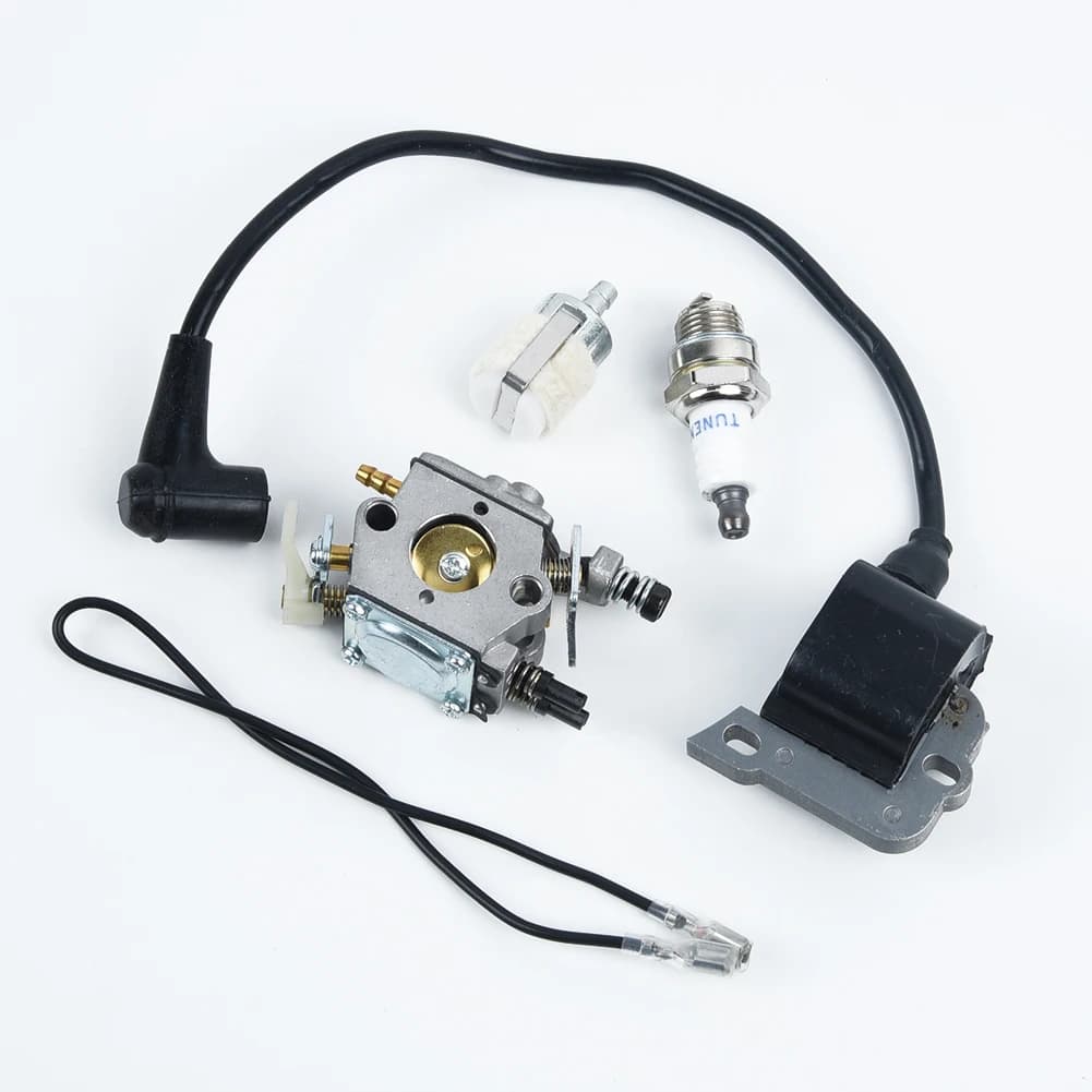 Carburetor Kit with For Ignition Coil and Fuel Filter for Rancher Chainsaw Models 50 51 55 Replacement Part 503281504