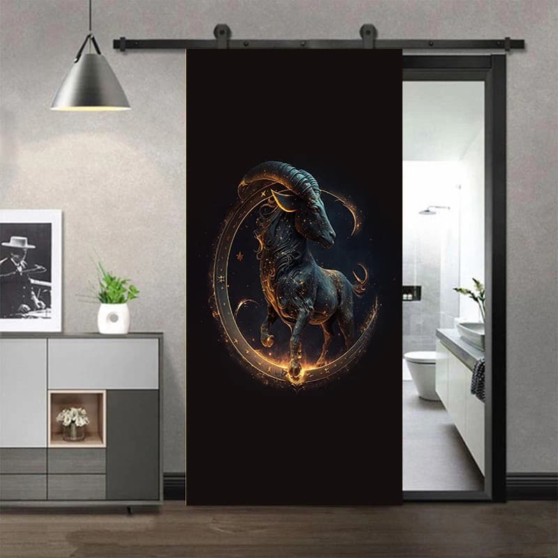 3D Entry Wardrobe Door Sticker Black 12 Signs-1 Vinyl Waterproof Self-Adhesive Door Mural Decal Home Decor
