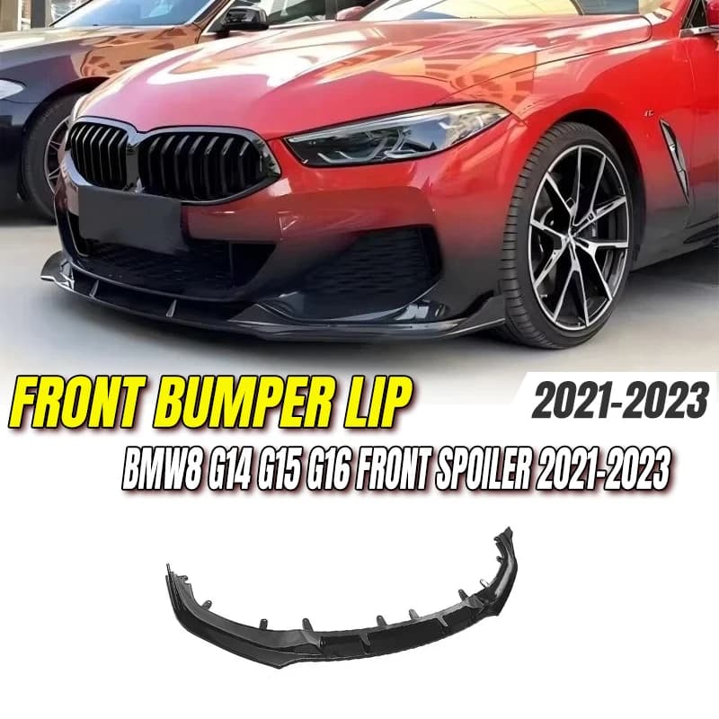 For BMW 8 Series G14 G15 G16  2021-2023 High Quality  ABS  Bright black Front Bumper Lip Spoiler Accessories Body Kit