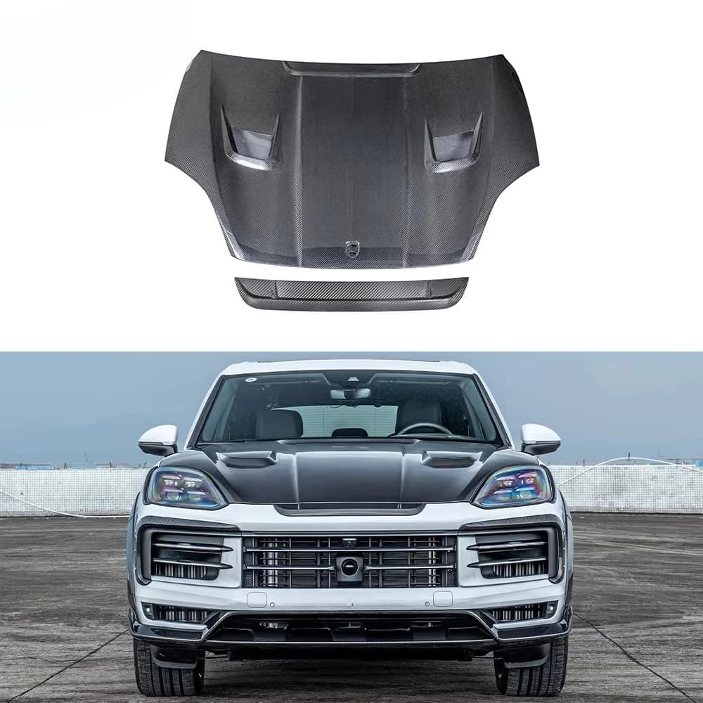Factory Wholesale High Quality Dry Carbon Fiber MSY Style Hood with Front Trim Complete Set for Porsche Cayenne 9Y0.2 2024-2025