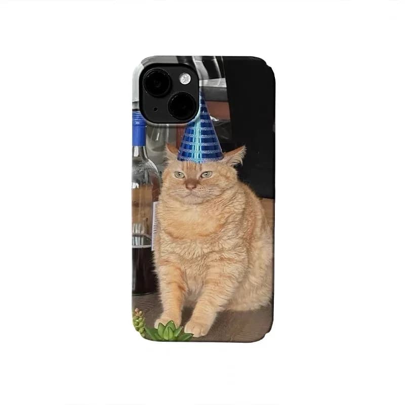 Drunken Kitten Orange Cat Cute Art Phone Case for IPhone 16E 15 14 13 Pro Max 12 Mini 11 Pro Protection Ultra Thin Hard PC Cover