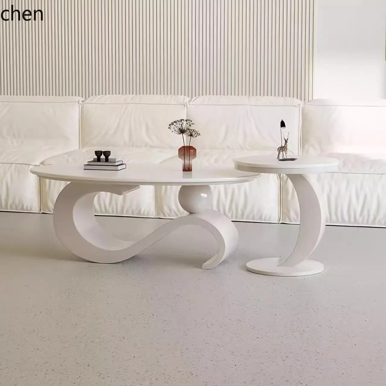 New Rock Slab Oval Coffee Table Light Luxury Modern Living Room Simple Bedroom Mother-Child Coffee Table Home Furniture