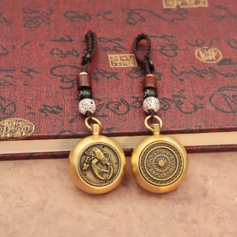 Brass Car Keychain Money Transfer Handle 12 Zodiac Pendant Jewelry