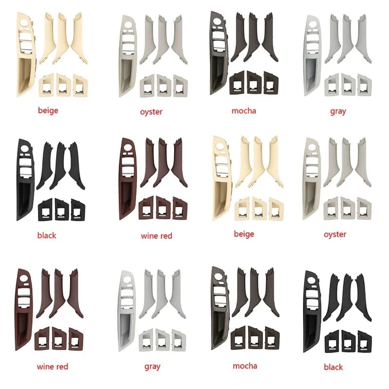 Car Interior Door Handle Pull 7PCS Set  Left Drive LHD Beige Black Carbon Fiber For BMW 5 Series F10 F18 523 525 528
