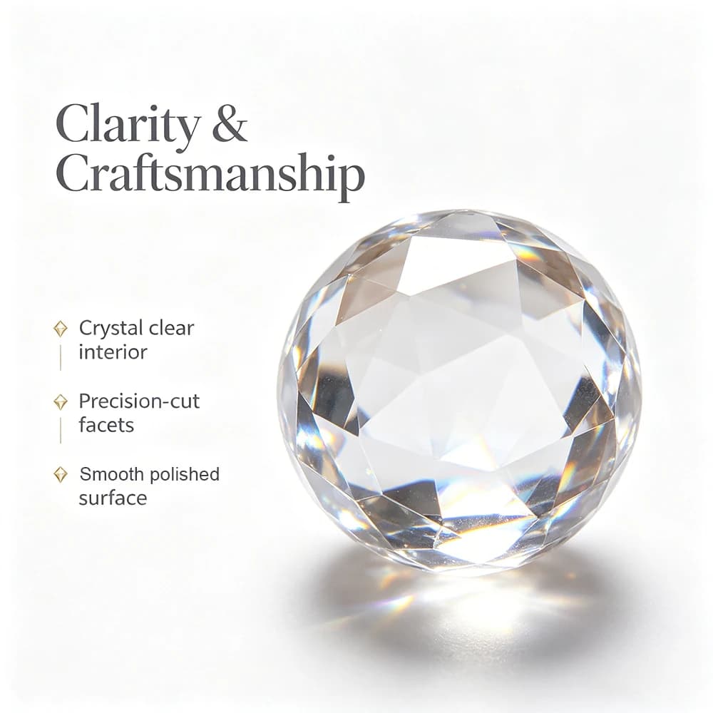 1pc Natural Stone Clear Quartz Crystal Faceted Cut Sphere Crystals Stones Gemstones Minerales Home Decoration DIY Accessories