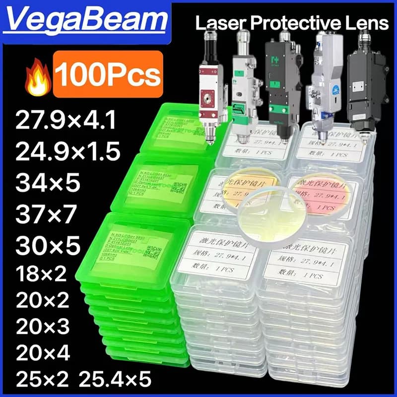 100 PCS Laser Protective lens 18x2&27.9x4.1&30x5&34x5&37x7 1064nm optical lens For Raytools BOCI WSX Precitec laser cutting lens