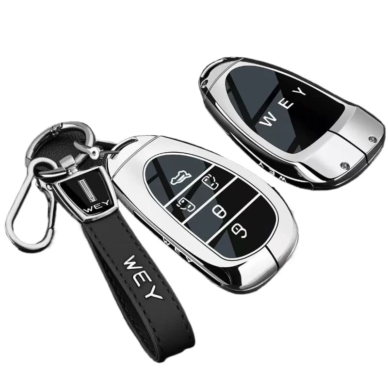 Zinc Alloy Key Fob Cover for 2025-2026 WEY Gaoshan 7/8/9/WEY80/WEYG9, Heavy Duty Metal Protective Case Shell with Keychain