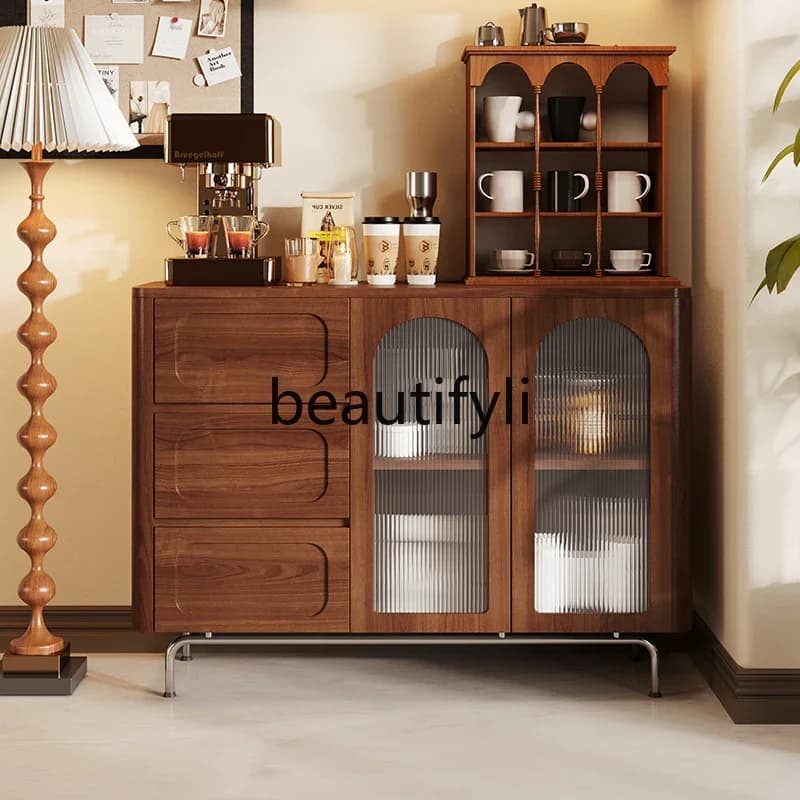 E182 Coffee cabinet, solid wood tea cabinet, living room bar, medieval dining side, wall locker