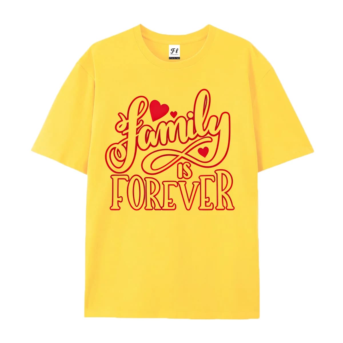 Unisex Short Sleeve T Shirt Family Is Forever Heart Letter Print Casual Cotton Tees For Men Women Family Matching Daily Outfit