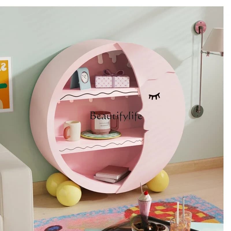 yj21 Dopamine Bedroom Round Locker Living Room Creative Moon Storage Cabinet Furniture