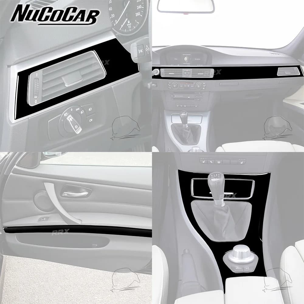 For BMW 3 Series E90 2006-2008 Piano Black Instrument Air Outlet Shift Door Armrest Panel Car Accessories Decorative Stickers