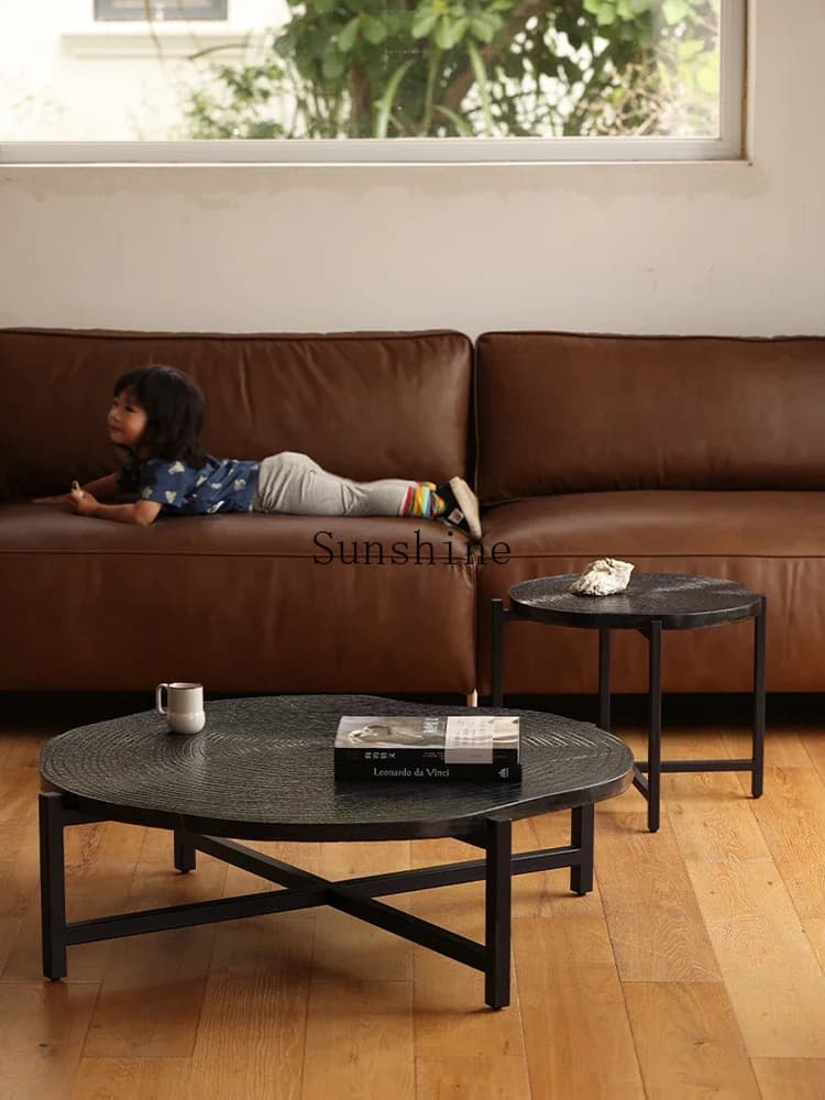 Natural marble modern simple round Nordic combination coffee table  FT