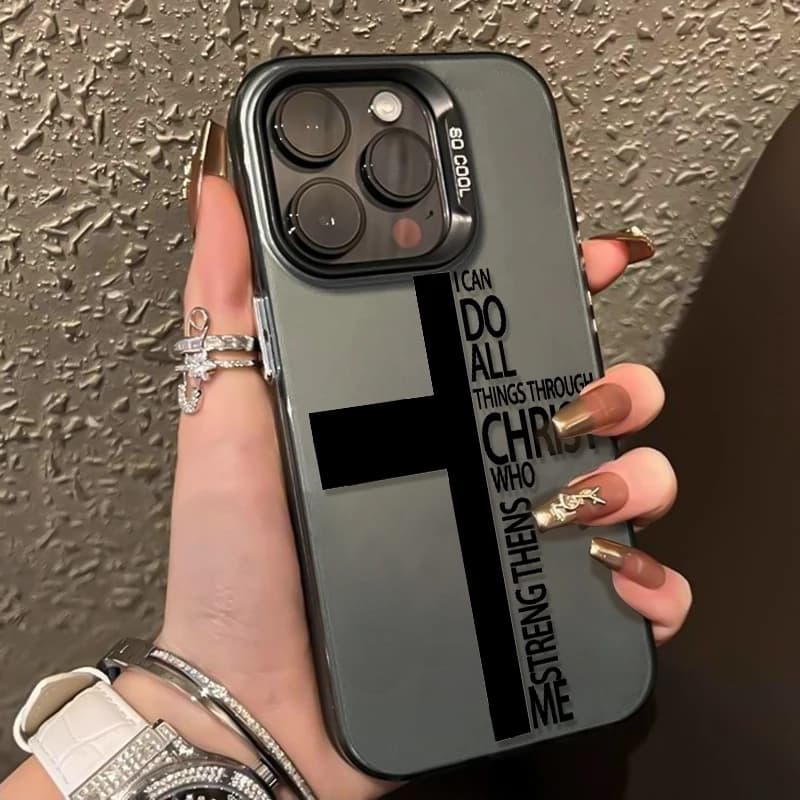 Semi-English Cross Pattern Design Phone Case For iPhone 17 16 11 12 13 14 15 Pro Max X XS XR 8 7 Plus 17E 16E 17 Air Back Cover