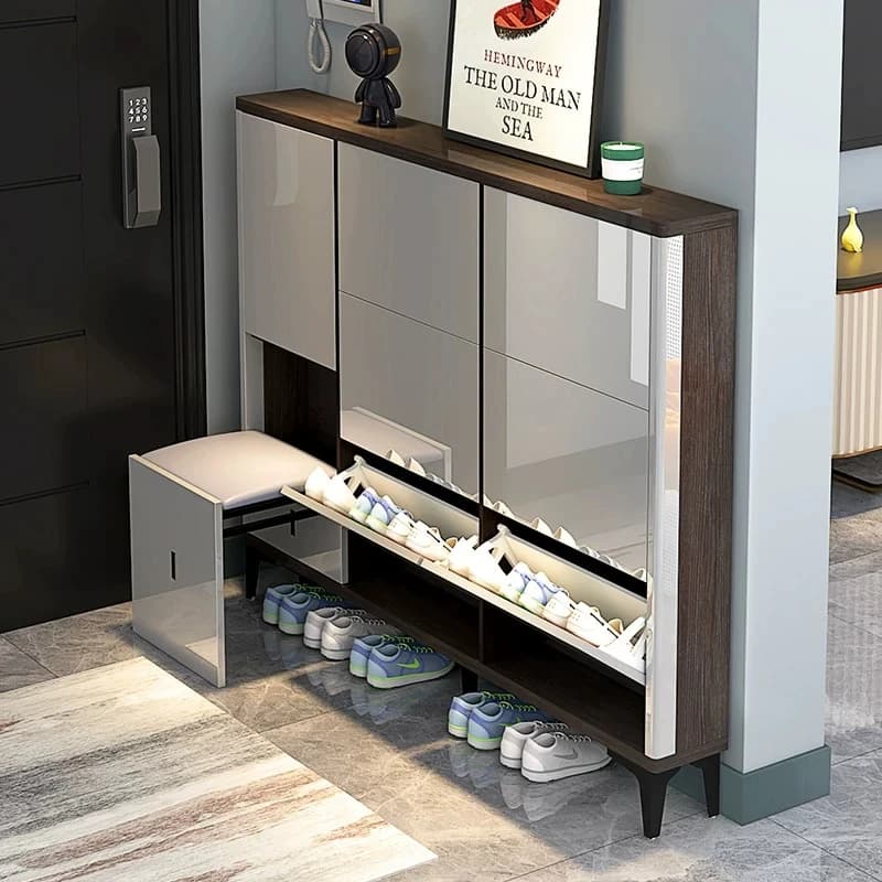 Closet Storage Shoe Cabinet With Seat Doors Secret Narrow Shoe Cabinet Spinning Corner Organizador De Zapatos Furniture Home