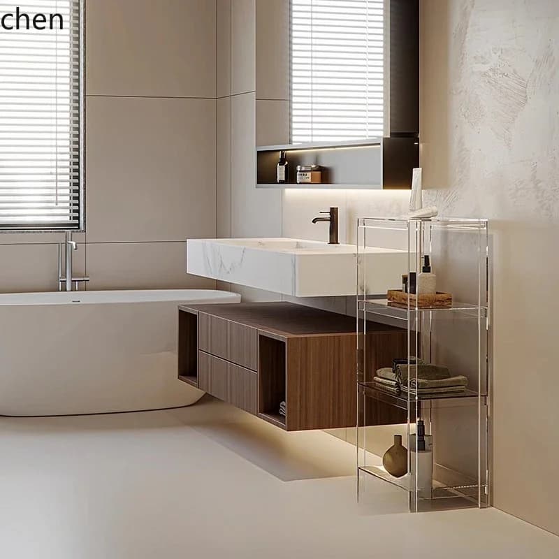 Acrylic Shelf Bathroom Toilet Floor Display Shelf Transparent Waterproof Premium