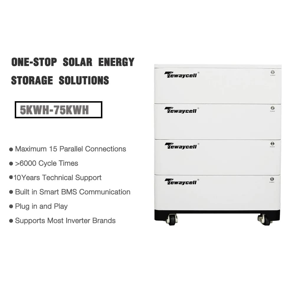 For Tewaycell IP54 Waterproof 4U 5U 100Ah 200Ah 20KWH Battery Pack 5KWH 75KWH Solar Energy Storage System Split Type