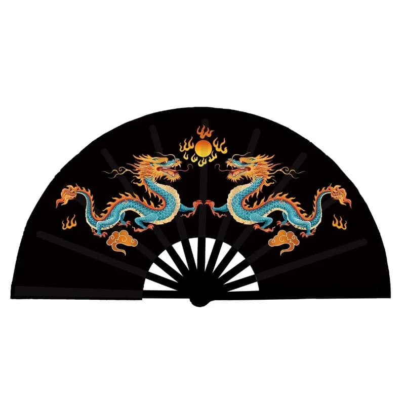 Chinese Style Double Dragon Tai Chi Fan Ancient Style Classical Genuine Kung Fu Fans the Old Men Morning Exercise Fitness Fans