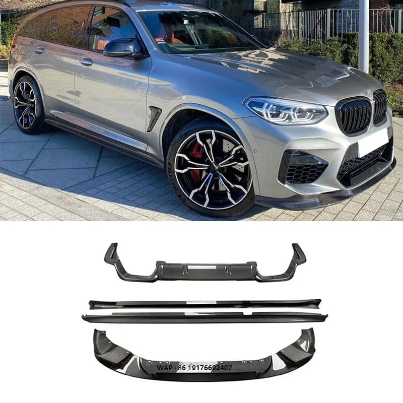 ForBMW X3M F97 Carbon Fiber 3D Style Body Kits Front Bumper Front Lip Side Skirt Rear Diffuser 2020+