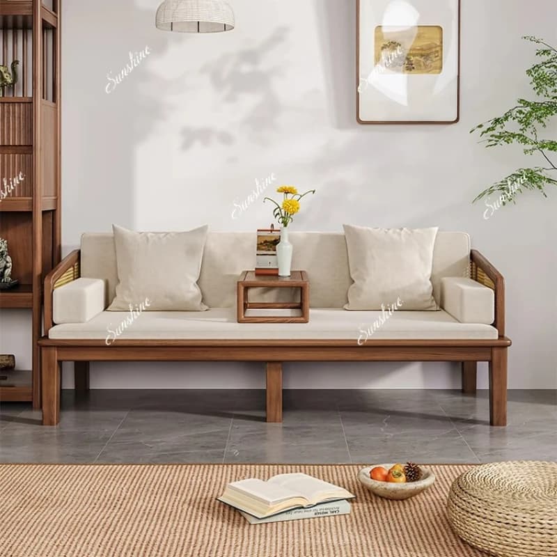 New Chinese solid wood Arhat bed tea table and chair combination living room home chaise longue