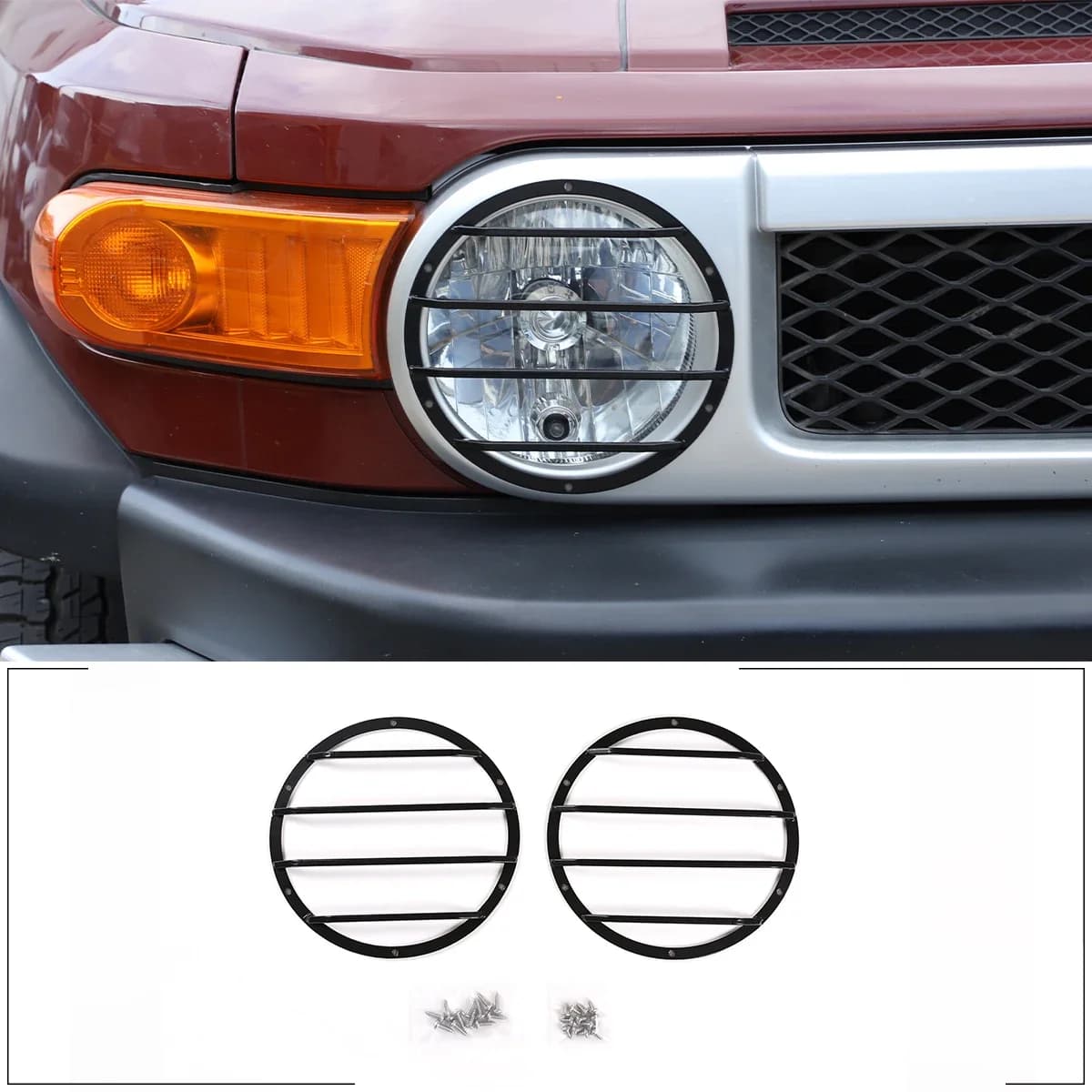 For 2007-2021 Toyota FJ Cruiser metal car headlight switch protection net cover turn signal protection net cover interior parts