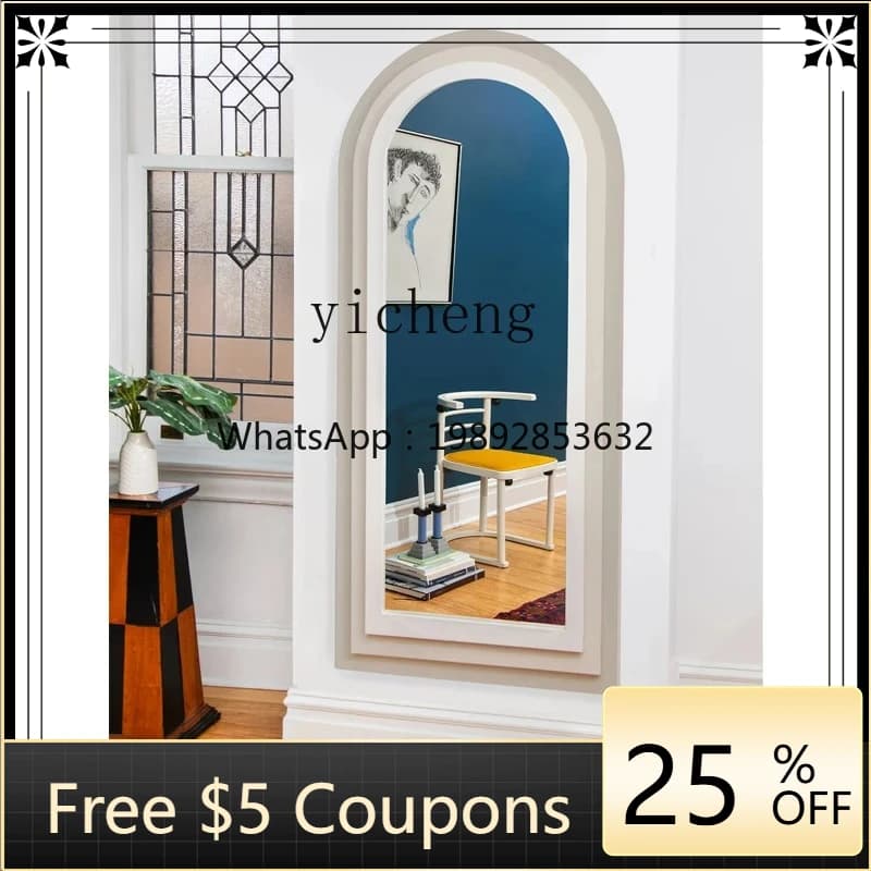 ZZ  retro mirror irregular arched full-body full-length mirror creative home bedroom wall-mounted floor mirror