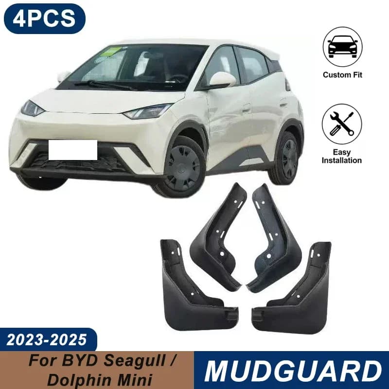 4PCS Car Mud Flaps For BYD Seagull / Dolphin Mini 2023-2025 Waterproof Anti-Splash Fender Mudguards Auto Exterior Accessories
