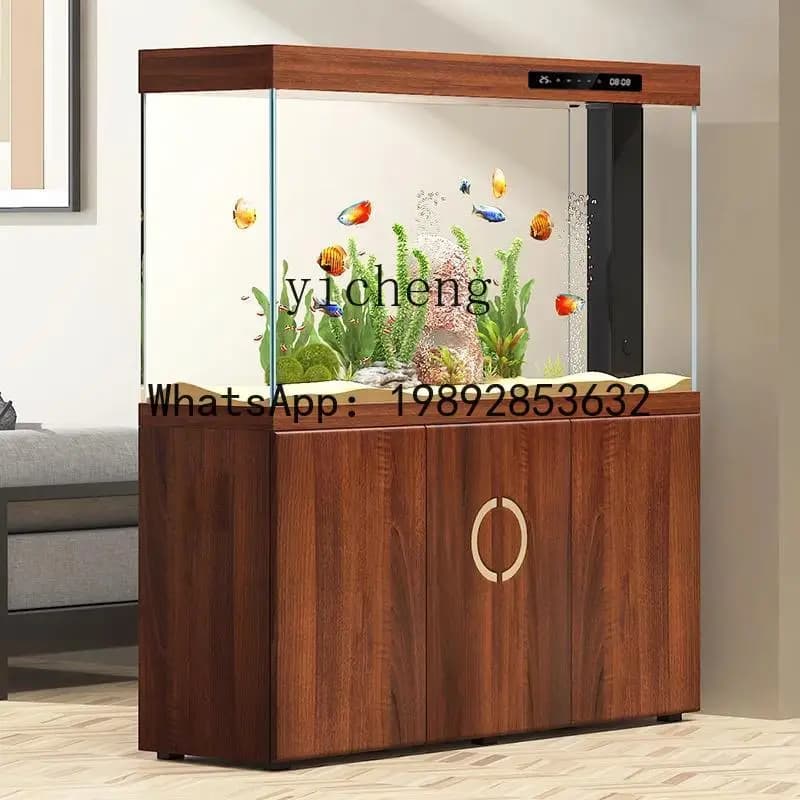 ultra-white glass goldfish tank living room floor to wall household aluminum alloy large ecological bottom filter aquarium
