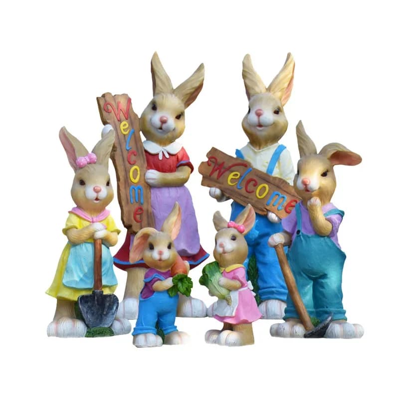 Cartoon rabbit ornament outdoor fiberglass resin animal sculpture garden landscape garden kindergarten