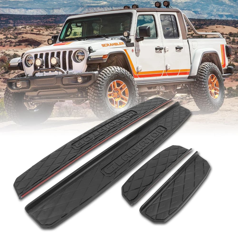 MOVOTOR 4PCS Black Entry Board Pedal Car Door Sill Guards Threshold Protector for Jeep Gladiator JT 4Door 2019-2021
