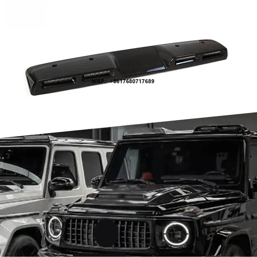 Carbon Fiber Front Roof Spoiler Wing Top Lip With Light Body Kit Accessory for G Class W464 G500 G63  2019-2023