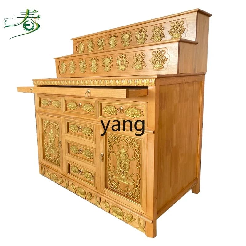 Yjq， Solid Wood Buddha Niche Altar Household Modern Simple Economical Three-Layer Buddha Shrine Tantra Old Elm