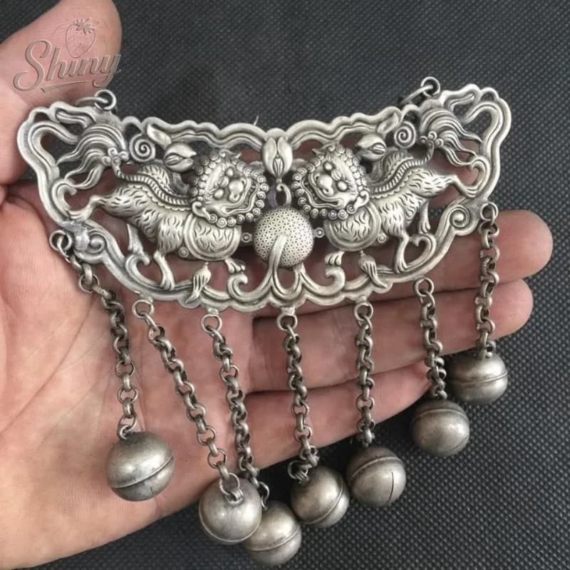 Ethnic-Style Handcrafted Miao Silver and Tibetan Silver Pendants Collectible Artistic Ornaments