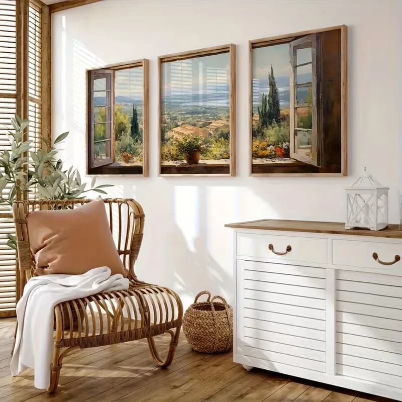 3pcs The Natural Scenery Tuscany Italy Retro City Canvas Poster Picture Wall Nordic Bedroom Living Room Interior Home Decoration