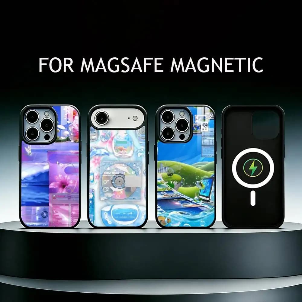 ART Frutiger Aero Aqua Nostalgia Phone Case For iPhone17,16,15,14,13,12,11 Plus,Pro Max Magnetic For Magsafe Wireless Charging