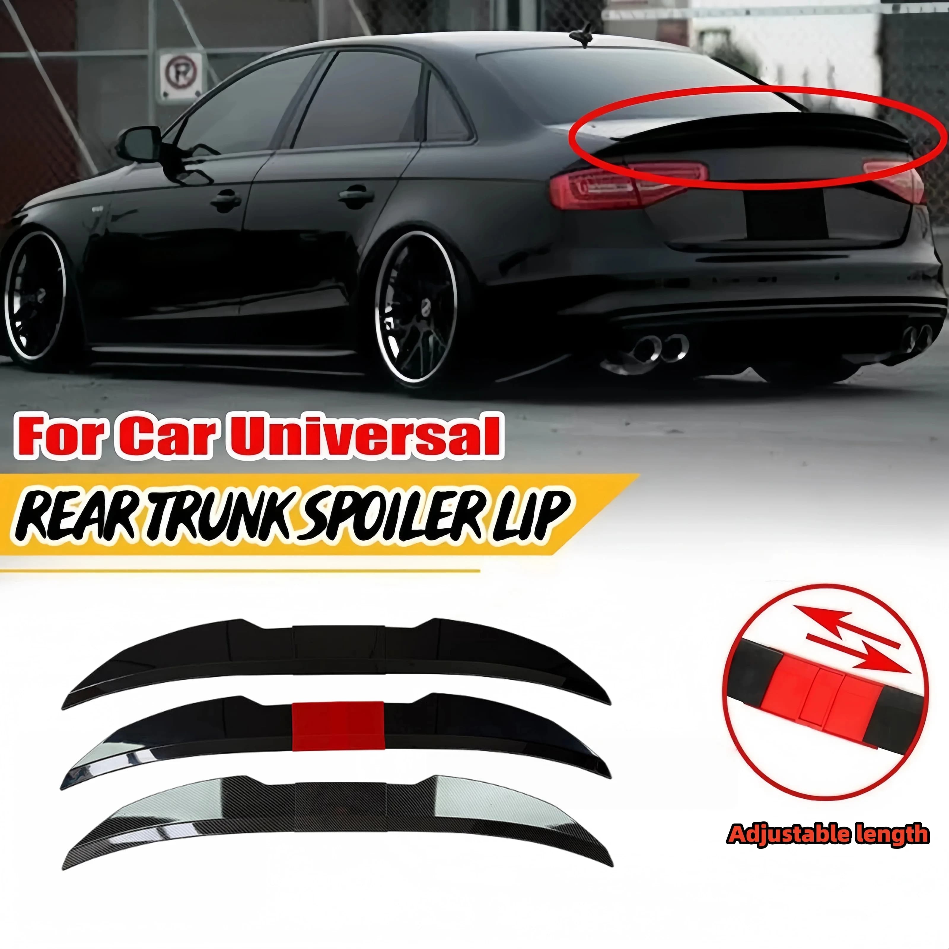 3Pcs Universal Trunk Tail Rear Wing Spoiler 117-127Cm For BMW For Tesla For Audi Toyota Honda KIA Hyundai Of Car Accessories