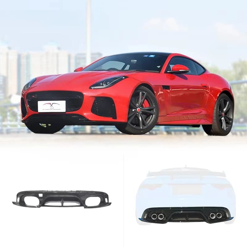 Suitable for Jaguar F-type SVR Rear Bumper Lip Spoiler Carbon Fiber Body Kit New or Used Black  Decoration  Upgrade  Body Kit
