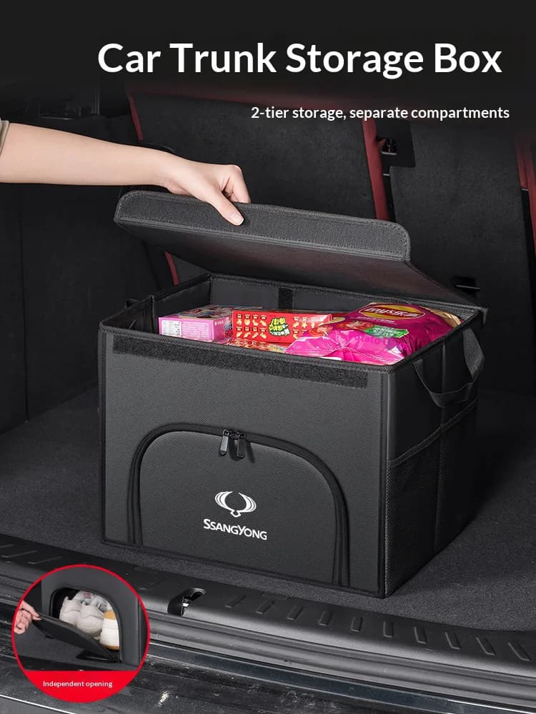Car trunk large capacity Foldable storage box shoe storage organizing box For Ssangyong Rexton Tivoli Musso Kyron Korando Actyon