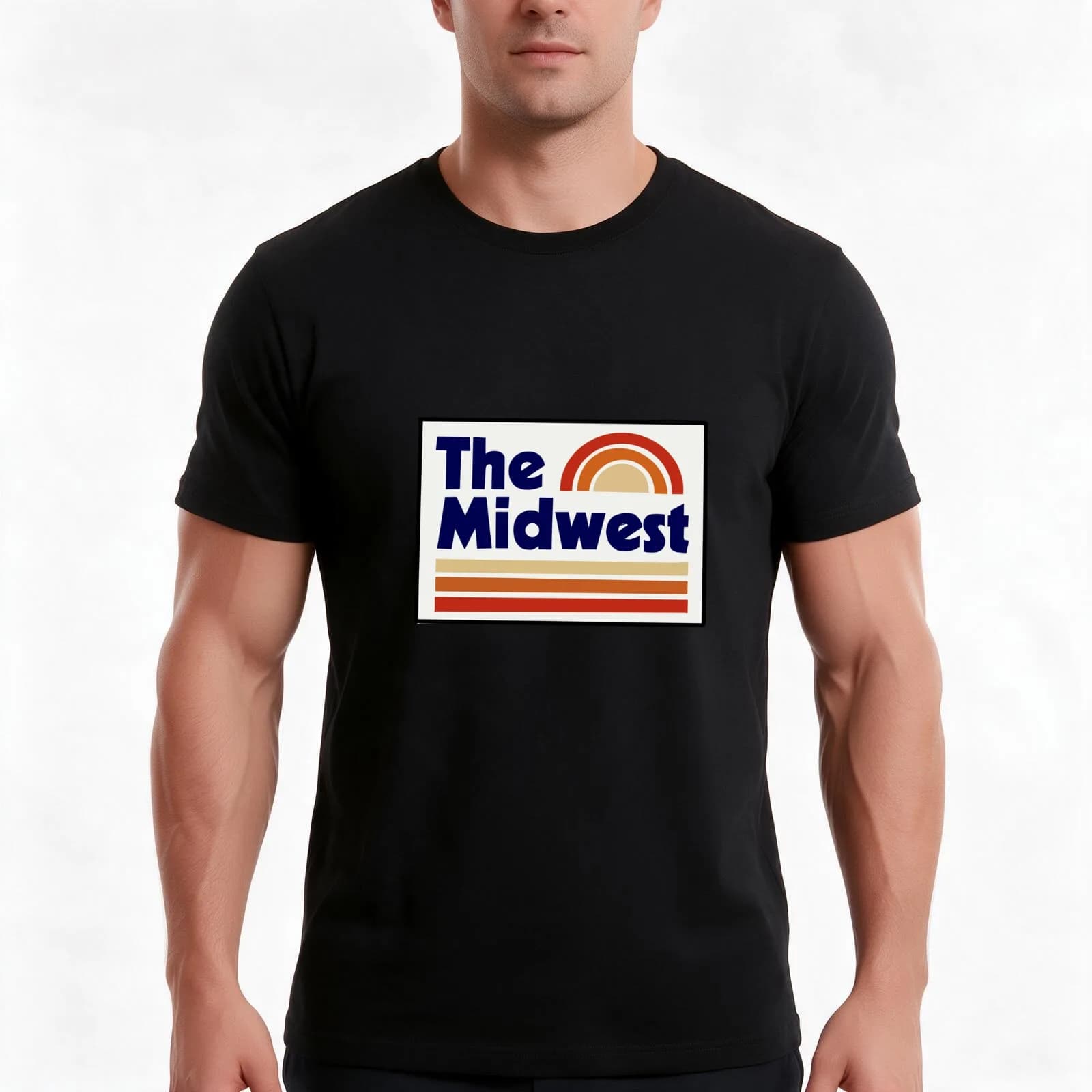 The Midwest (w/ rainbow) T-Shirt, Summer Casual Cotton Tee, Oversized Streetwear Tops, Vintage Graphic Print, Unisex Men Women
