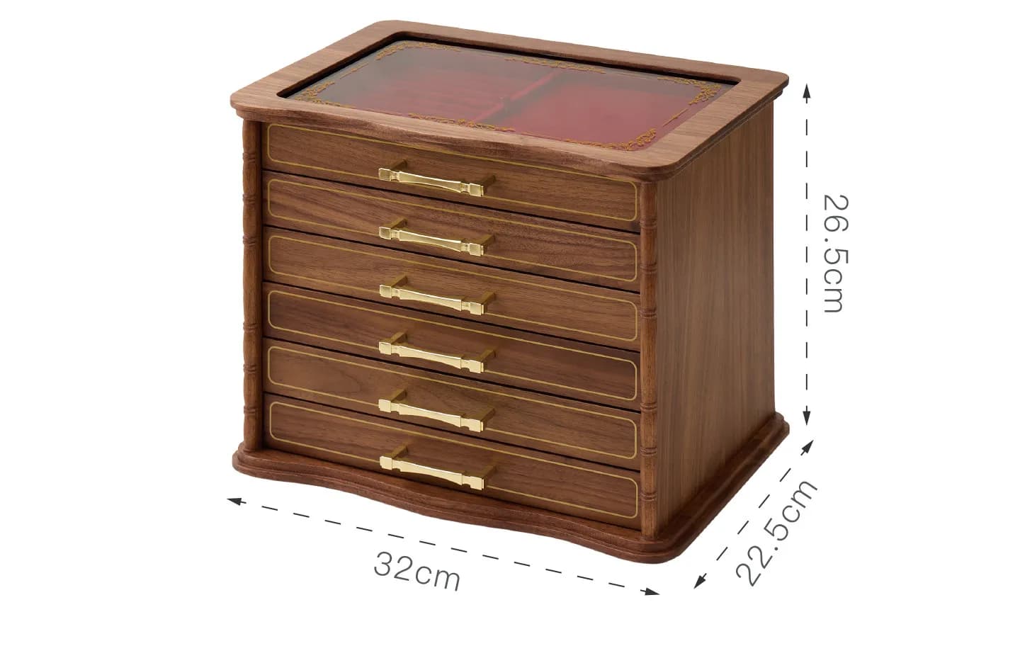 HYS  walnut jewelry box multi-layer pure solid wood jewelry storage box