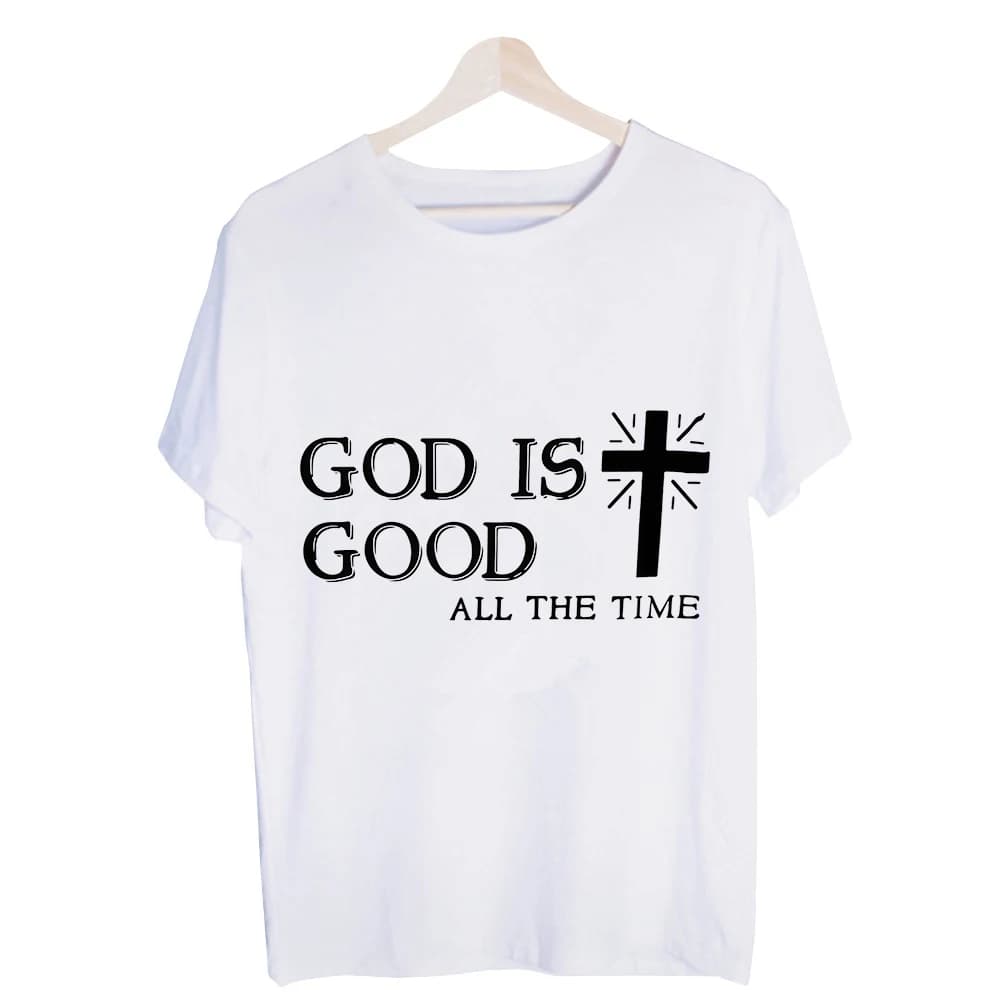 Men's Cross and Slogan Print Graphic Tee, Short Sleeve Crew Neck T-Shirt for Casual Daily Wear