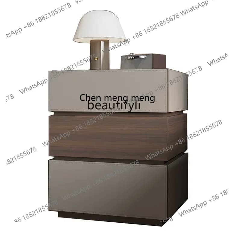 xzSimple modern bedside table, household bedroom storage cabinet, designer solid wood small side cabinet
