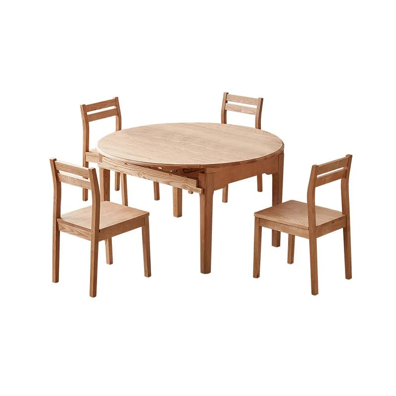 LMM solid wood dining table and chair combination household living room retractable square and round dual-purpose