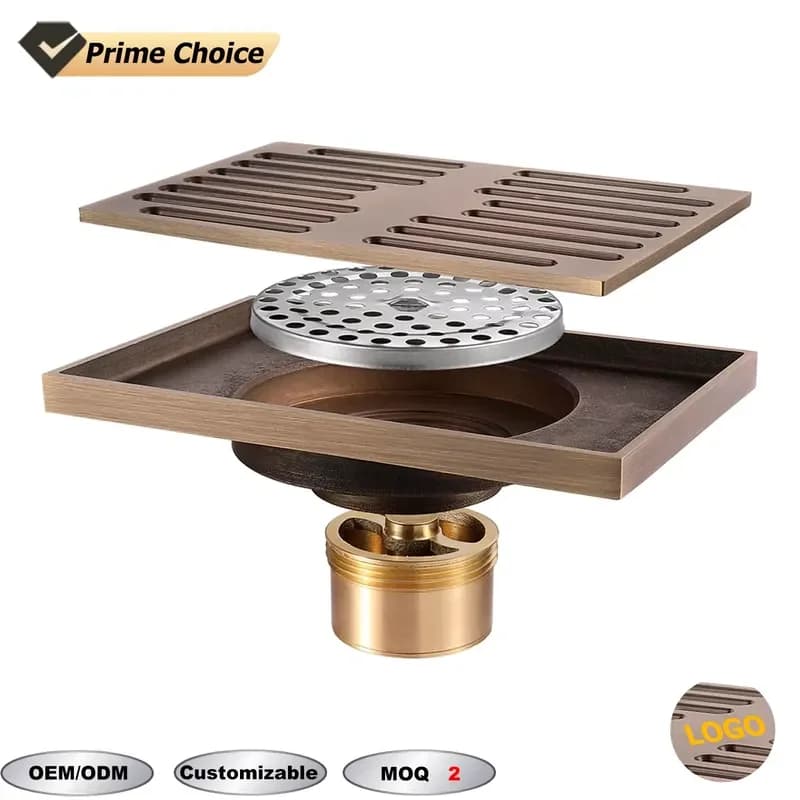 for Custom Antique Bronze Bathroom Sink Drain Insert Modern 304 Stainless Steel Tile Grille Hidden Brass Linear Floor High