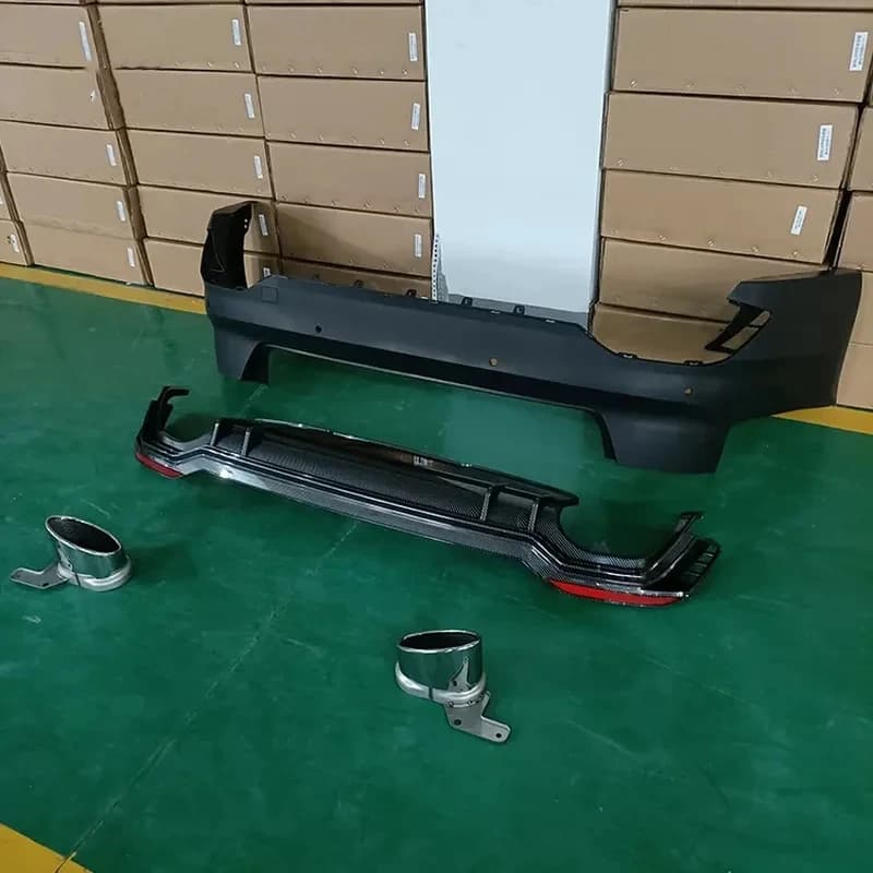 PrimeSelect A4 B Modified To RS4 Style Rear Bumper Diffuser With Exhaust Pipe Muffler Tip -