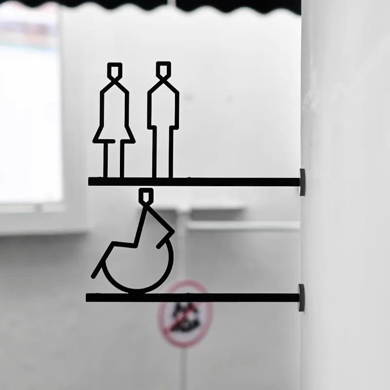 Men's and Women's Restroom Signage Creative 3D Signage Public Restroom Bathroom Side Hanging Metal Door Signs Toilet WC Sign