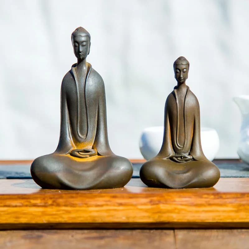 Zen Buddha Statue Handcrafted Wei Dynasty Style Cast Iron Imitation Desktop Sculpture Chinese Buddhist Decor Home Altar Space