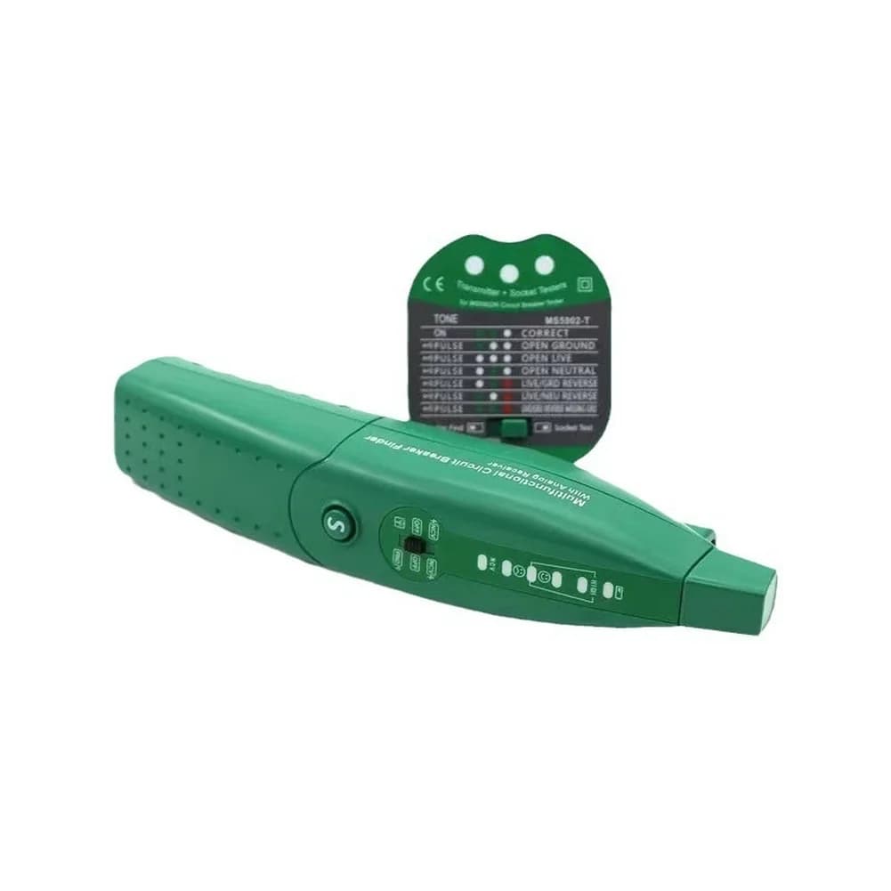 MS5902 Socket Tester and Circuit Breaker Locator with Integrated Flashlight for Indoor Outdoor Electrical Maintenance Tasks