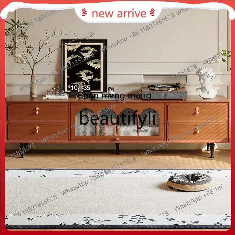 SS ss7486 French retro North American cherry wood TV living room solid wood audio-visual cabinet storage cabinet