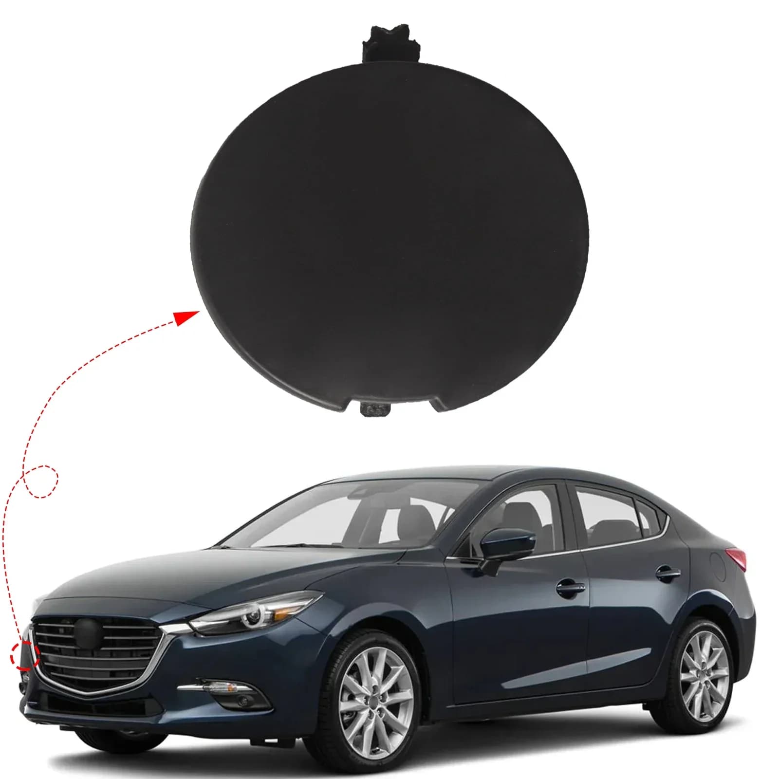 Tapa de la cubierta del gancho de remolque del parachoques delantero, tapa del ojo de remolque compatible con accesorios Mazda 3
