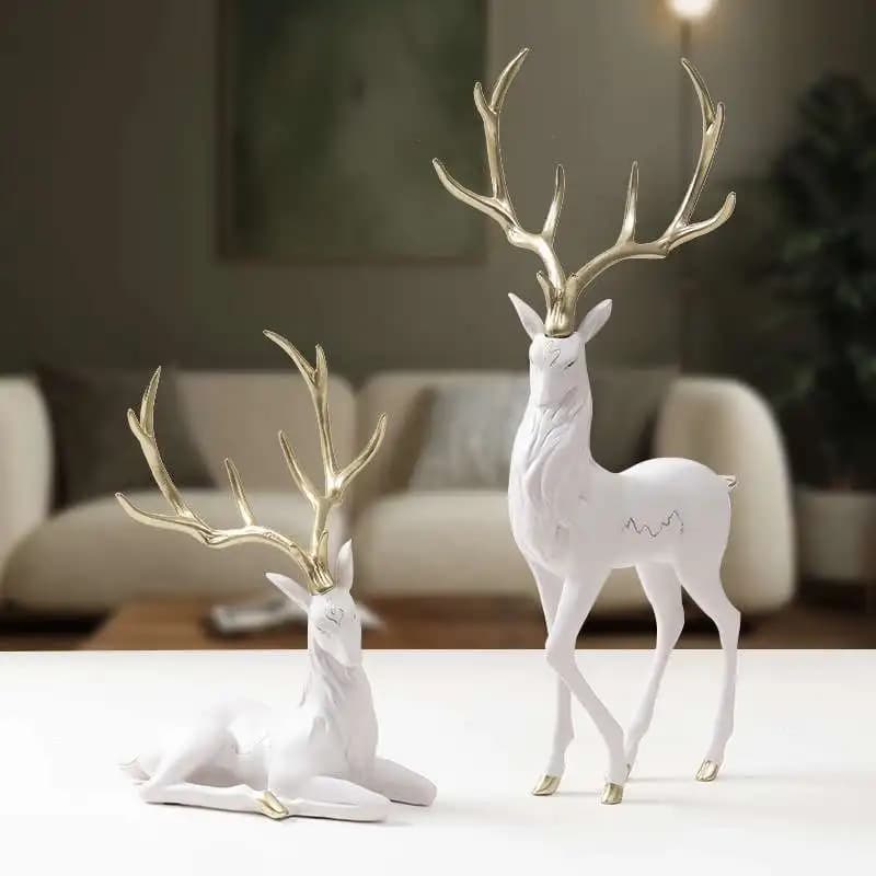 Luxury Deer Resin Crafts, Creative Home Decor, Elegant Entrance Hall, Living Room Artwork, High-End Artwork